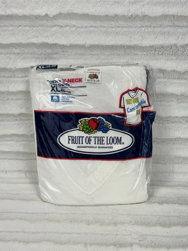 Fruit of The Loom 3 Men's V-neck Tee Shirts XL 100 Natural Cotton