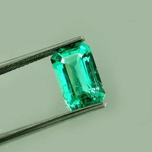 11x7 MM Lab Grown Colombian Hydrothermal Emerald Loose Gemstone emerald Cut - Picture 1 of 5