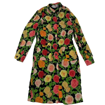 Vestido de seda Emanuel Ungaro para mujer talla 8 funda floral forrado manga larga Foto 1 de 4