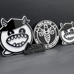 Custom LOGO company Emblem – Acrylic Car Badge w/ Your Text MULTICOLOR - Picture 1 of 15