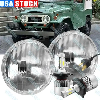 Пара 7-дюймовых круглых светодиодных фар для TOYOTA LAND CRUISER FJ40 FJ60 J80 1965-1985* - Изображение 1 из 4