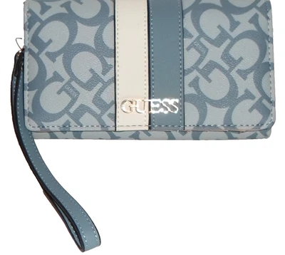 Cartera Muñequera GUESS Kerry Denim Solapa Plegable Nueva con Etiquetas Foto 1 de 4