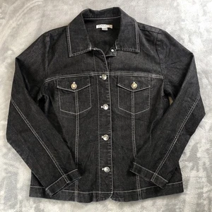 Pendleton Damen Medium Baumwollmischung dunkle Waschung Denim Look Shacket weiße Nähte - Bild 1 von 8