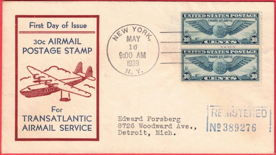 C24 FDC- Washington Stamp Exchange- Registered -selling for AFDCS chap 56 - Image 1 of 2