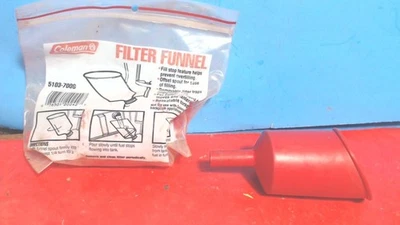 Vintage-2-COLEMAN LANTERN/STOVE fuel FILTER FUNNEL 5103-7006 红色塑料 — 第 1/3 张图片