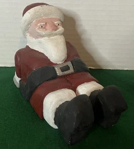 SANTA Hand Carved Wood Christmas Primitive Figurine Folk Art St. Nick Signed - Picture 1 of 9