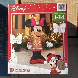 Disney Minnie Mouse Dressed As Gongerbread 5 ft Inflatable Christmas Decor Gemmy - Picture 1 of 2
