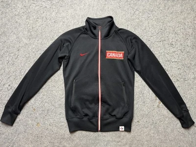 Chaqueta de hockey Team Canada para hombre pequeña negra cremallera completa Nike pista bordada Top Foto 1 de 4