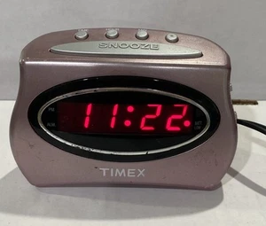 Timex Alarm Clock Pink T101 Electric/Battery Back /Up Extra Loud Works READ! - Picture 1 of 10