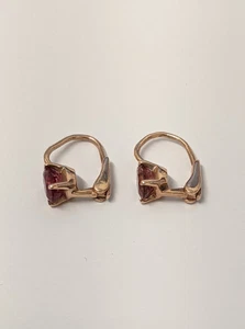 375 9 Ct Rose Gold Red Ruby Earrings Lever Back Hallmarked Drop Earrings - Picture 1 of 16