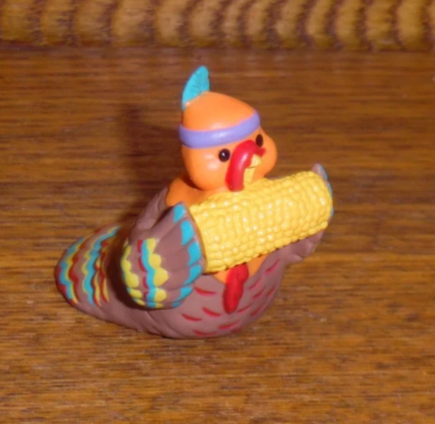 Hallmark 1993 Merry Miniatures Thanksgiving Turkey w/ Corn Cob Figurine - 1.5" - Image 1 of 1