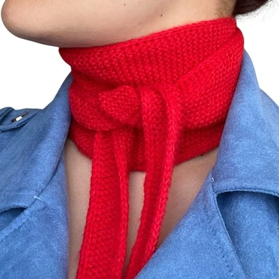 Sophie Scarf Red Cashmere Neck Warmer Hand Knit Women Neckerchief Gift for Her - Image 1 of 4