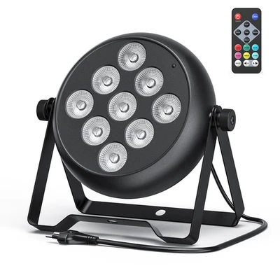 UKING 135W 9LED RGBW Par Can Light DMX Remote Wash Stage Disco Party Par Lights - Image 1 of 4
