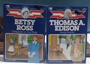 Lot of 2 Vintage Paperback Childhood Famous Amerians Thomas A. Edison Betsy Ross - Bild 1 von 11