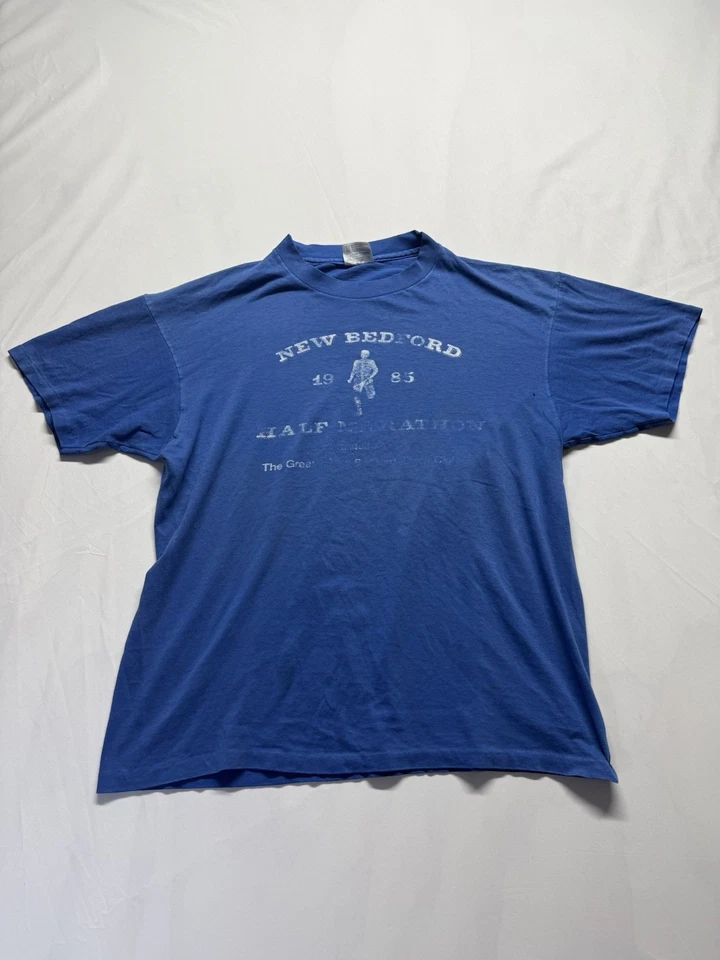 Camiseta vintage 1985 Single Stitch Hanes 50/50 XL nueva media maratón Bedford EE. UU. Foto 1 de 4