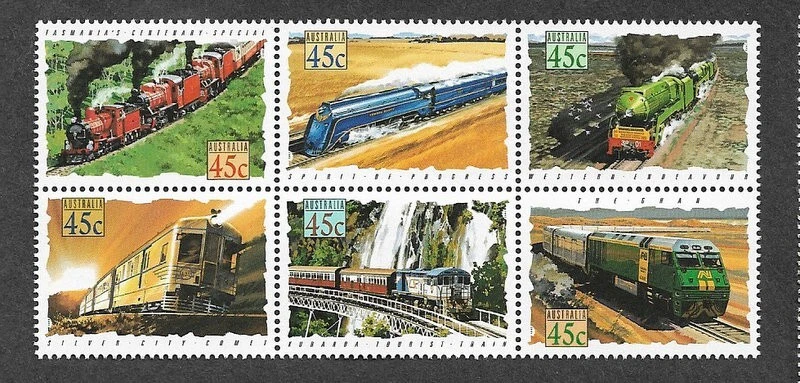 JUEGO FERROVIARIO TRENES AUSTRALIA BLOQUE MNH Foto 1 de 1