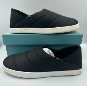 Toms pantofole nere opache ripstop taglia 10 UK 43 EU 10 US nuove foderate in pelliccia sintetica uomo - Foto 1 di 18
