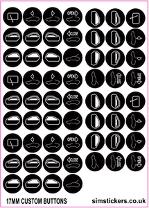 Custom 17mm Round Stickers - White Printed on Matt Black Vinyl - Picture 1 of 1