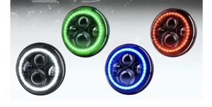 7" Inch 90W LED Headlight Red Halo Kit For 1997-2018 Jeep Wrangler JK - Picture 1 of 5