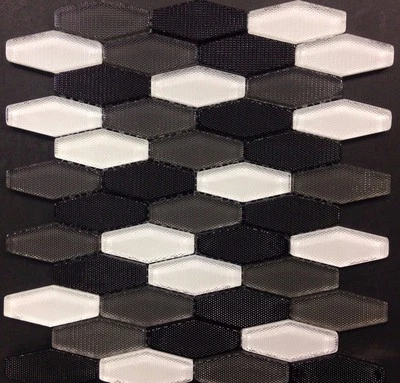 Carbon Blend Hex White Grey Black Glass Mosaic Kitchen Backsplash Bathroom Tile  - Image 1 of 3