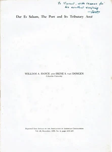 1958 Geography DAR ES SALAAM - INSCRIBED by IRENE VAN DONGEN to VINCENT KOTSCHAR - Imagen 1 de 1