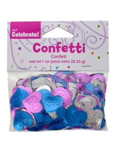 Confetti Wdding Bridal Shower Confetti Hearts Blue Pink Silver Party Supplies - Picture 1 of 1