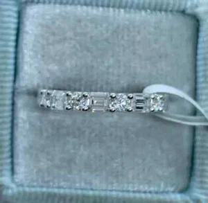 1.5Ct Baguette Cut Lab-Created Diamond Wedding Band Ring 14K White Gold Plated - Picture 1 of 5