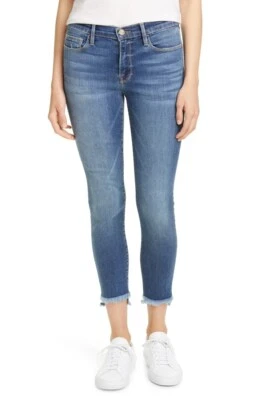 FRAME DENIM Le Skinny de Jeanne Micro Shred Step Hem Ankle Jeans 24 $220 #203 - Image 1 of 4