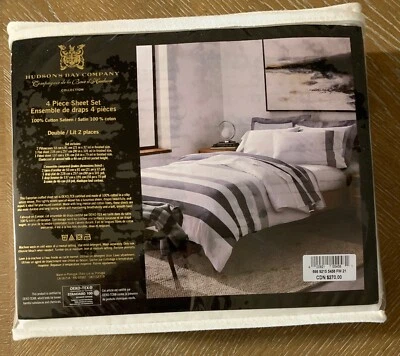 Hudson's Bay Company Fading Black Stripes Cotton Sateen Sheet Set Size; Twin - Imagem 1 de 2