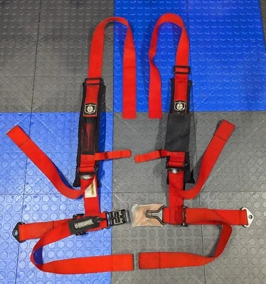 PRO ARMOR 4 Point Harness Safety Belt 2" Padded Red - Image 1 of 4