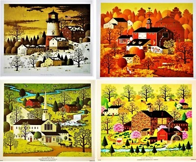 Vtg. Charles Wysocki 4Prints "FOUR SEASONS" 11" W x 9"H  Bernard Picture Co - Imagem 1 de 4