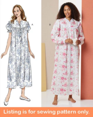 SEWING PATTERN Sew Women Clothes Clothing Nightgown Long Short Sleeves Easy 7015 - Image 1 of 3