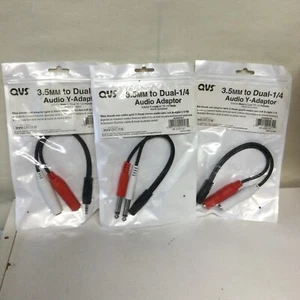 Bundle Lot Of 3, 3.5mm Female to Dual-1/4 TS Male Y-Adaptor - Picture 1 of 4
