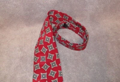 70-е Винтажный Liberty of London Шелковый Галстук Cravate Цветной Геометрический Ретро Красный 4" - Изображение 1 из 4