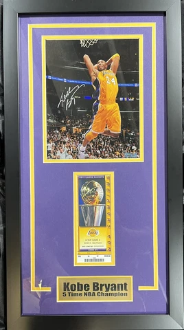 Kobe Bryant Autographed 8x10 Photo in 14x26 framed plaque - With COA Cover