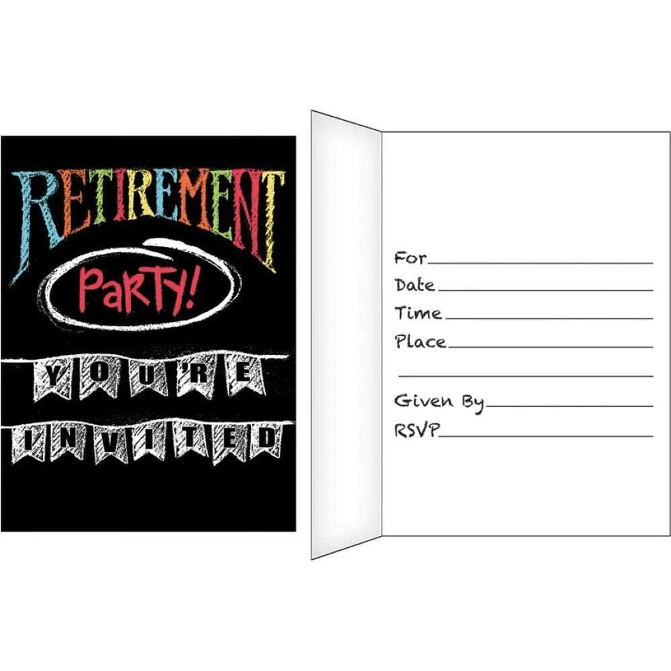 Retirement Chalk Invitations 8CT - Image 1 of 1