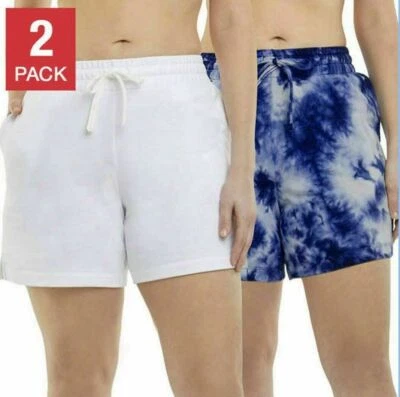 Pacote com 2 Short Ativo Macio Danskin Feminino, Corante Branco/Azul, Tamanho Pequeno - Imagem 1 de 3