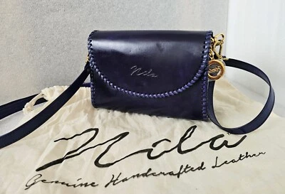 Bolso Tiffany de cuero genuino artesanal Nila Cartera Azul Índigo Bandolera Correa NUEVO Foto 1 de 4