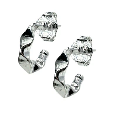 Sheila Fajl Petite Wrinkled Hoop Earrings in Polished Silver Plated - Image 1 of 4