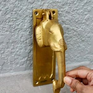 Elephant Door Knocker Heavy Brass Metal Vintage Mid Century Modern Gold Knockers - Picture 1 of 12