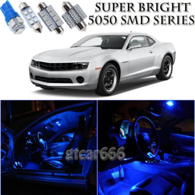 7X Kit de luces interiores LED azules para Chevy Camaro 2010-2013 + luz de matrícula Foto 1 de 4