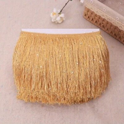 10Yards 15cm Sequin Fringe Tassel Latin Dance Dress Lace Trim Ribbon DIY Sewing - Image 1 of 4