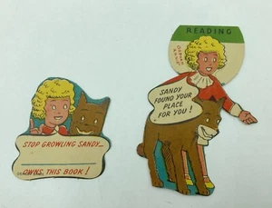 Vtg Orphan Annie and Sandy Light Cardboard Bookmark and Book Plate - Picture 1 of 6