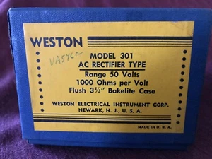 WESTON Model 301 AC Rectifier Type Voltmeter Range 50 Volts Ham Radio Component - Picture 1 of 4