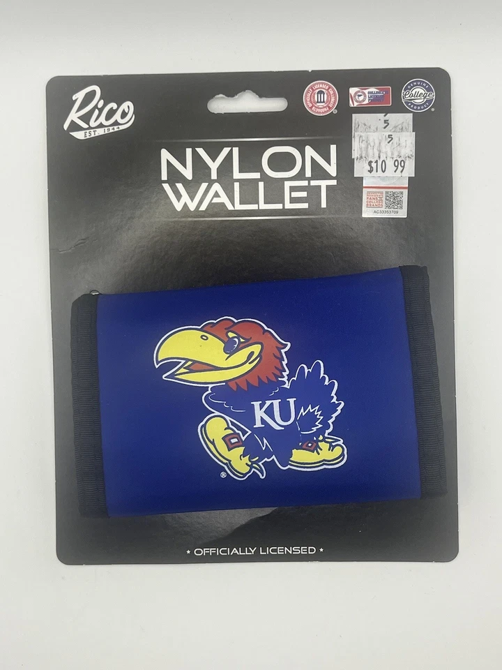 NCAA Kansas Jayhawks Printed Tri-Fold Nylon Wallet by Rico Industries NEW $10.99 - Image 1 of 1