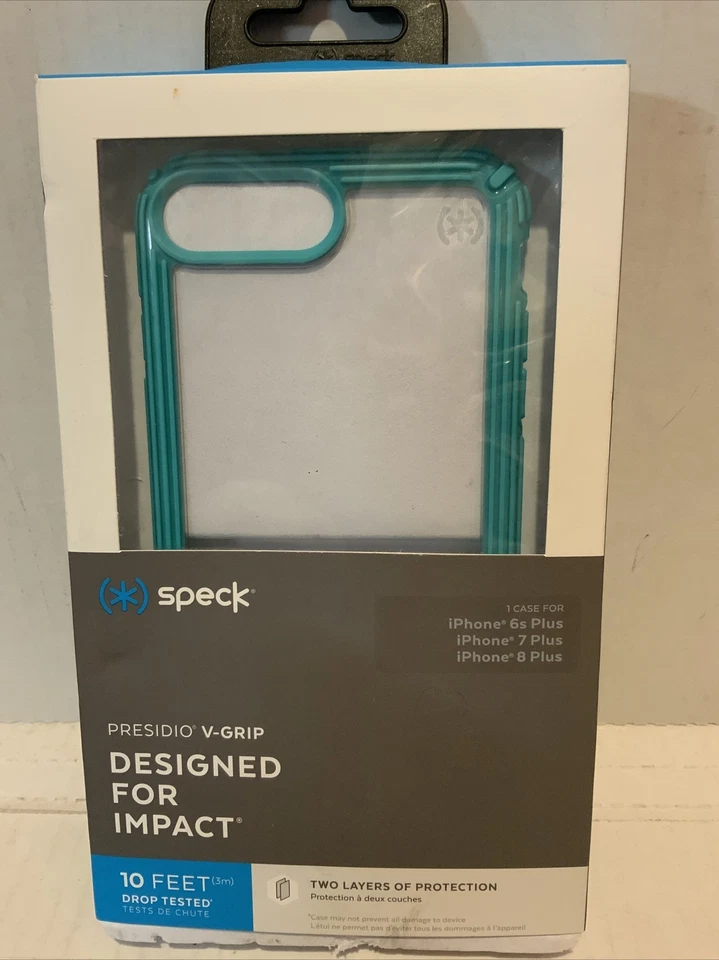 Speck Presidio V-grip Clear Slim Phone Case for iPhone 8 Plus - Caribbean Blue