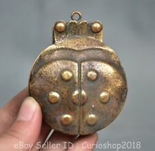 3.8" Old Chinese Copper Dynasty Insect coccinella septempunctata Storage Box
