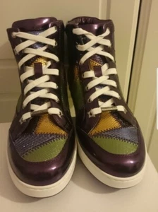 Jimmy Choo Tokyo hi top women trainers purple multi color metallic size 4 EUR 37 - Picture 1 of 12