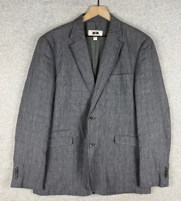 Chaqueta Joseph Abboud Hombre Grande Gris Negro Blazer Lino Abrigo Deportivo Sin Estructura Foto 1 de 4