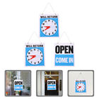 3 Pcs PVC Door Signs Hanging Clock Sign New Business Hours Sign  Restaurant